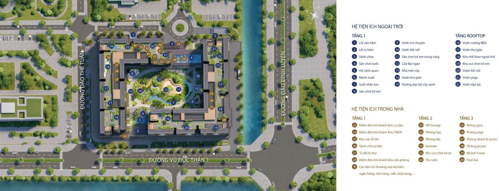 Mặt bằng tiện ích tại Long Biên Central